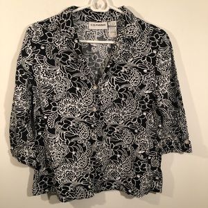 C.D. Petites Cotton/Rayon Blend Floral Button Up Shirt